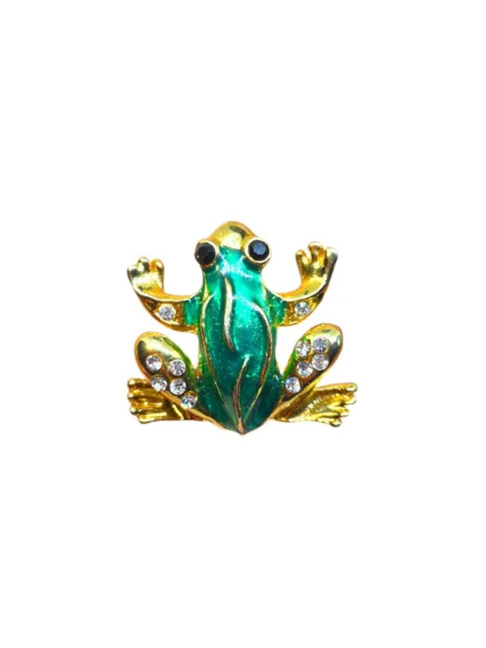 Vintage Mini Frog Brooch (Green & Gold 80s)